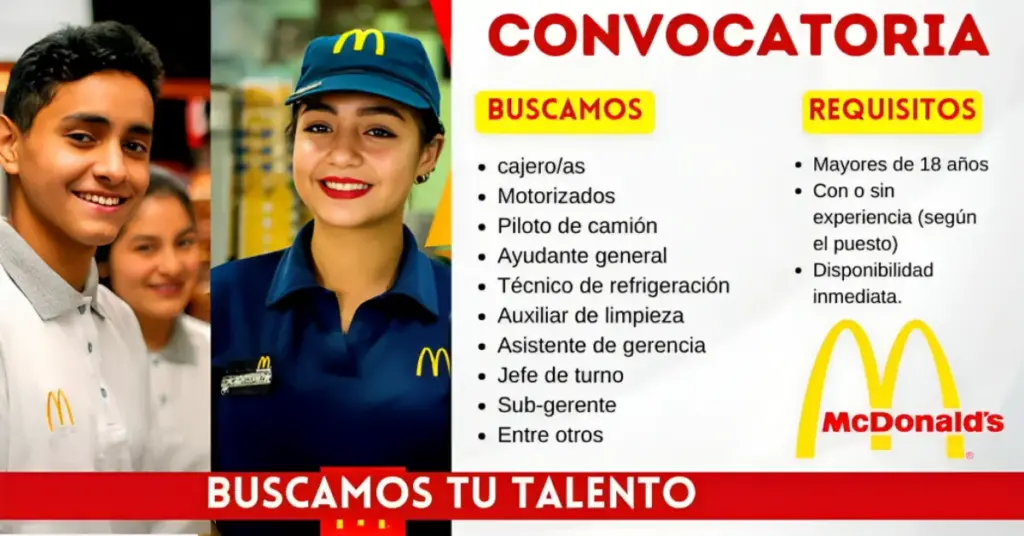 McDonald’s– INFÓRMATE DE LAS VACANTES